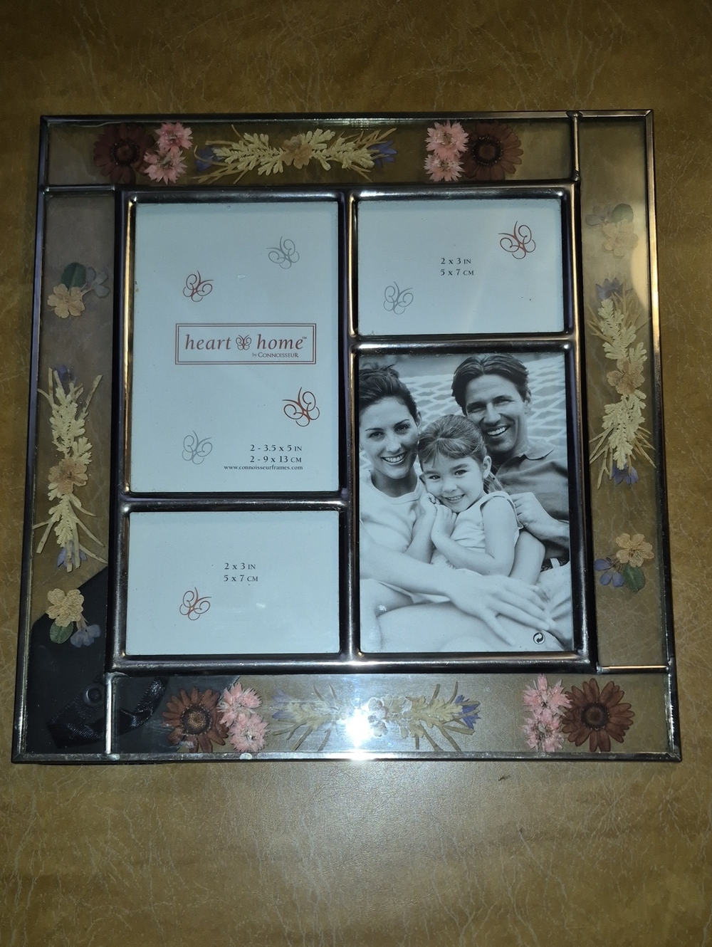 Vintage Heart & Home Floral Glass Multi-Opening Picture Frame..**new..